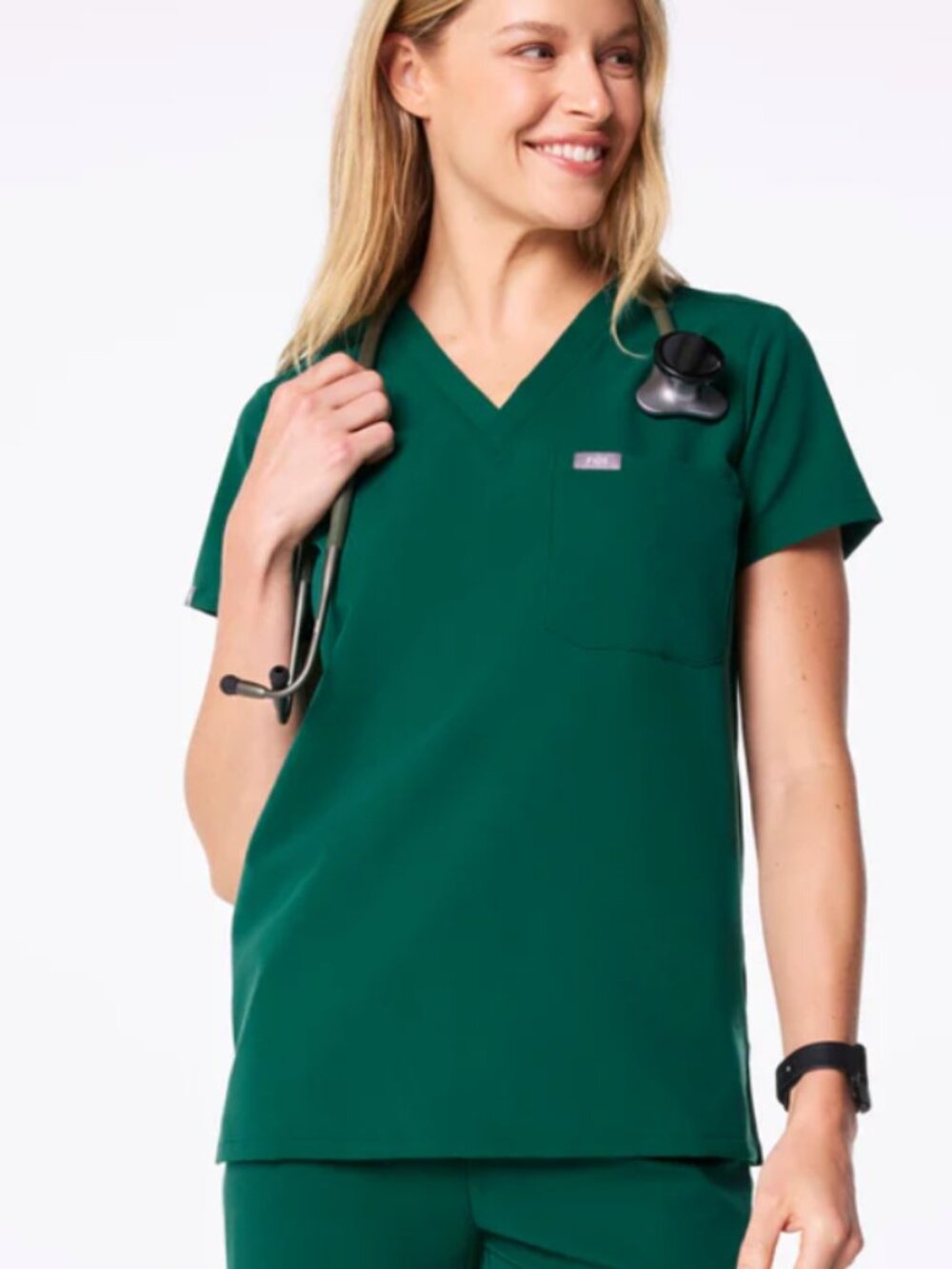 FIGS Scrub Set | Color: Hunter Green Classic | Catarina XXS Top, Yola XS Bottom - Picture 2 of 4